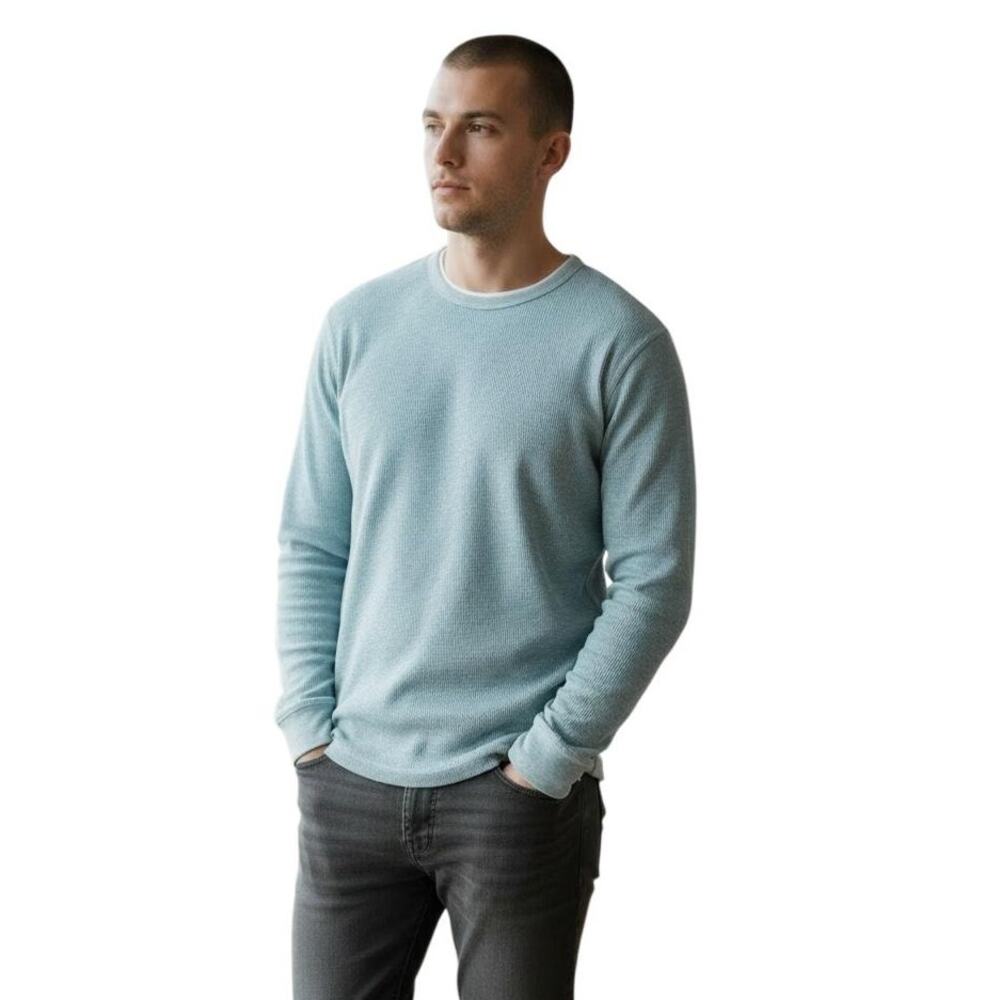 VINCE Linen Blend Long Sleeve Top Size Small Blue